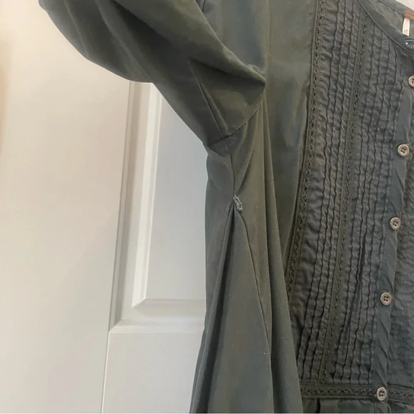 Free People Navy Lace Button Up Long Sleeve Dress Size Medium 100% Cotton - Picture 5 of 14